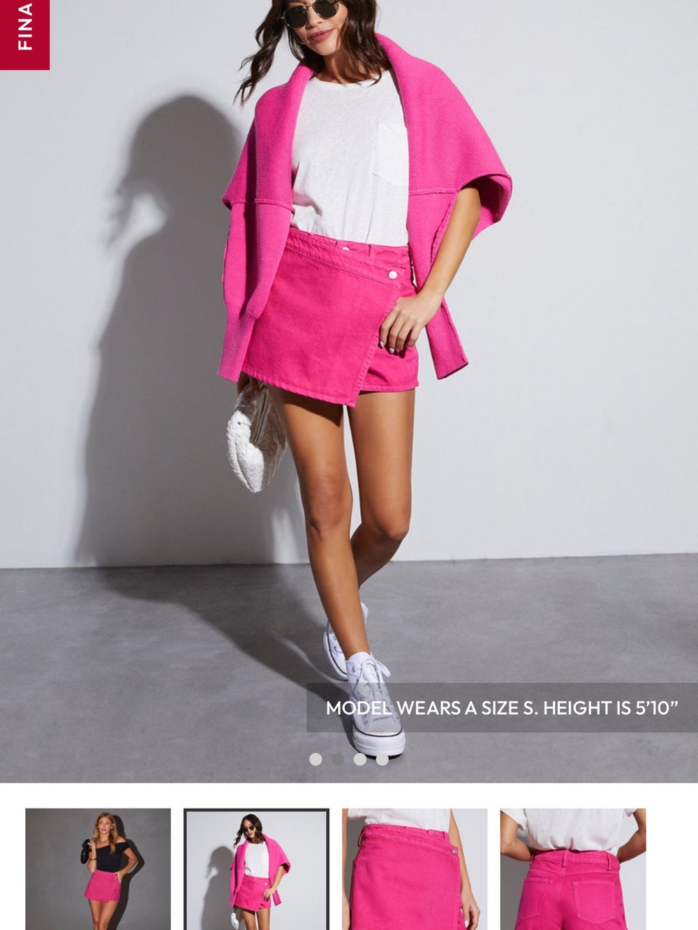 Vici Hot Pink Wrap-Front Denim Skort